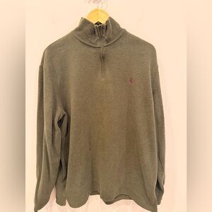 Polo Ralph Lauren Quarter‎ Zip Sweater Men’s Large Olive Green Cotton Pullover